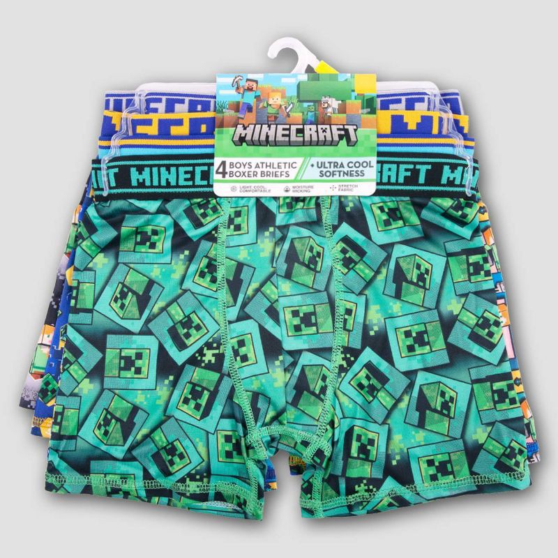 slide 2 of 4, Boys' Minecraft 4pk Athletic Boxer Briefs - 8, 4 ct