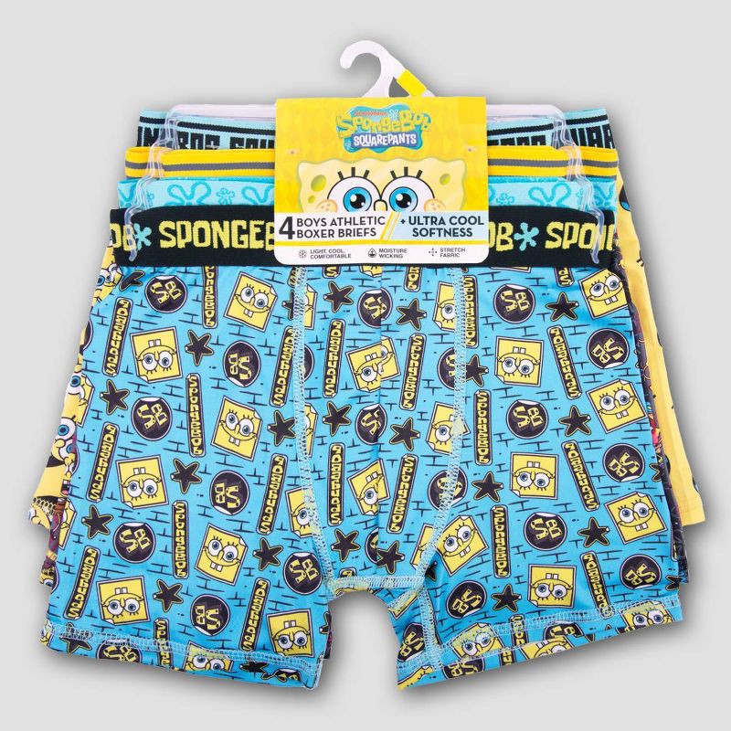 slide 2 of 4, Boys' SpongeBob SquarePants 4pk Athletic Boxer Briefs - 10, 4 ct