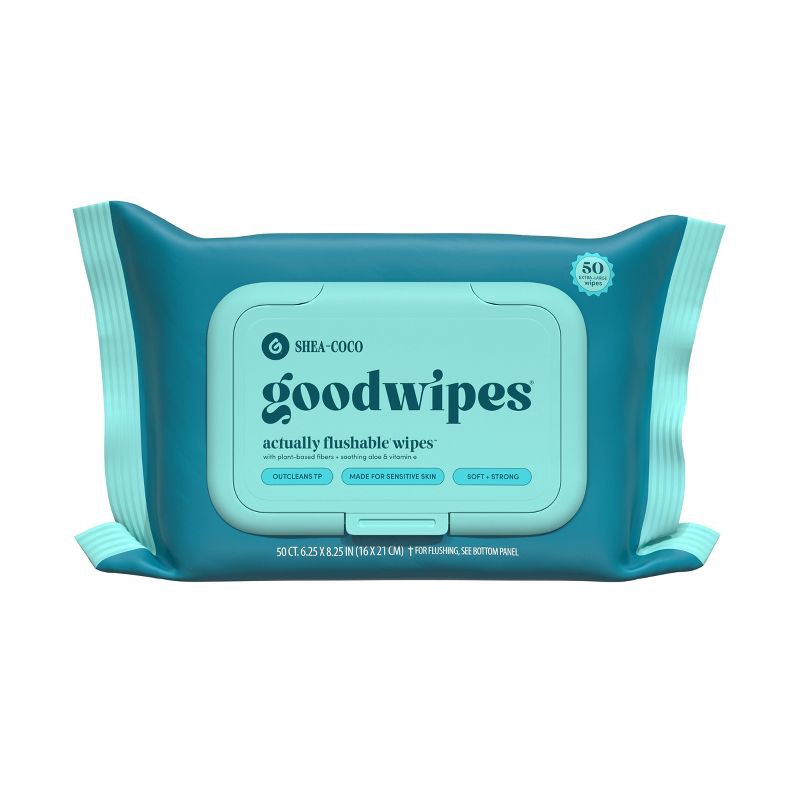 slide 2 of 8, Goodwipes Flushable Personal Wipes - Shea-Coco - 50ct/2pk, 2 pk; 50 ct