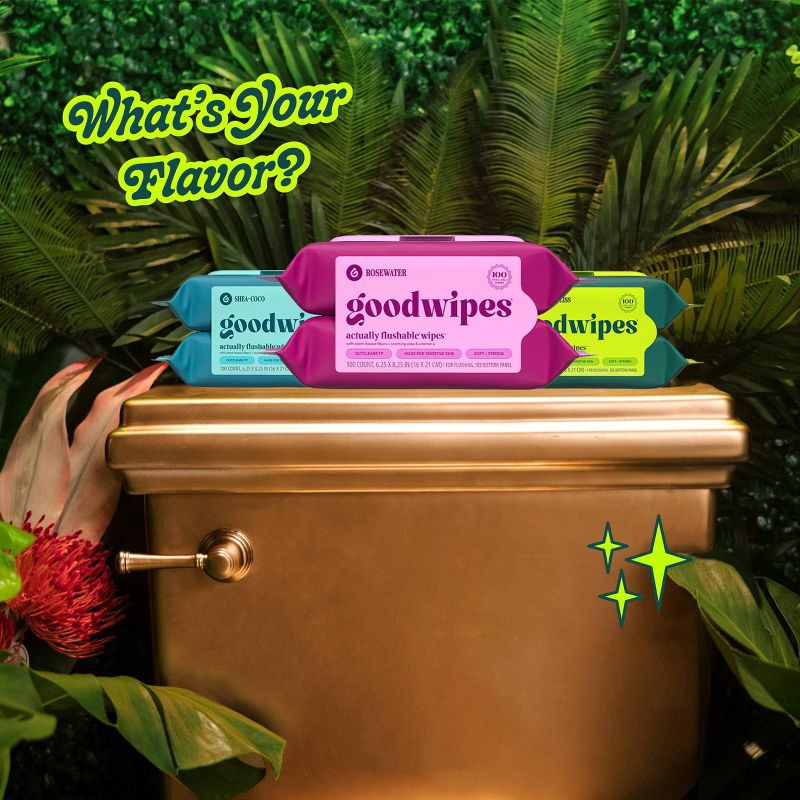 slide 5 of 8, Goodwipes Flushable Personal Wipes - Rosewater - 50ct/2pk, 2 pk; 50 ct