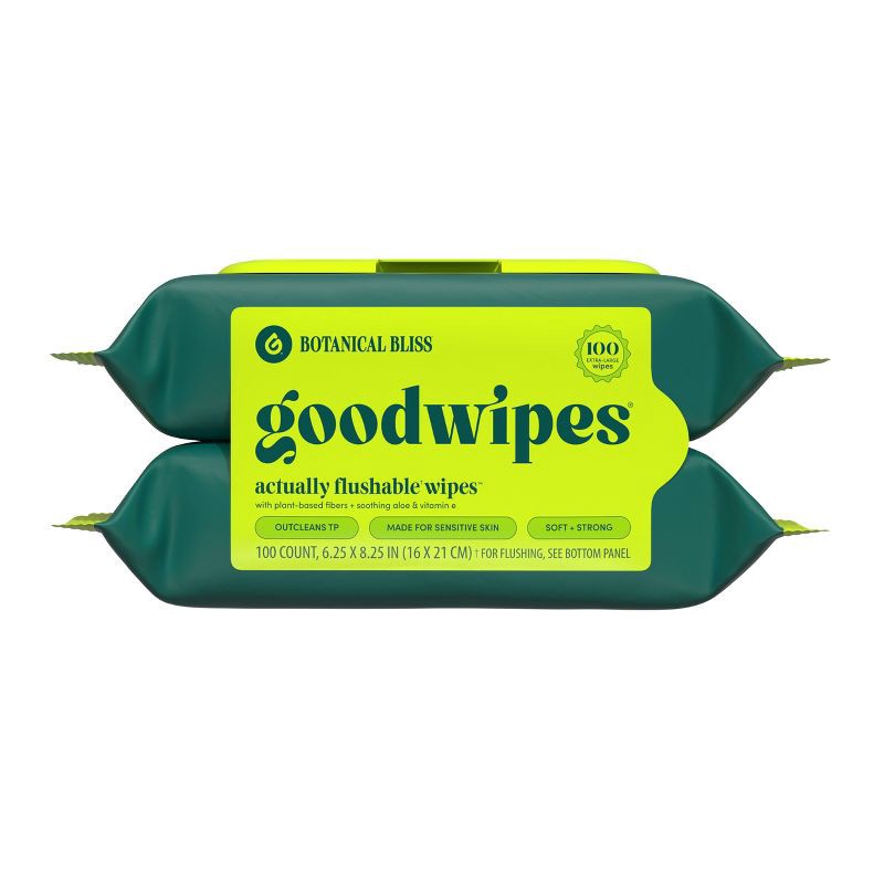 slide 1 of 8, Goodwipes Flushable Personal Wipes - Botanical Bliss - 50ct/2pk, 2 pk; 50 ct