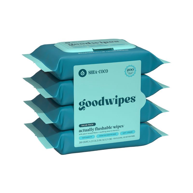 slide 3 of 8, Goodwipes Flushable Personal Wipes - Shea-Coco - 50ct/4pk, 50 ct, 4 ct