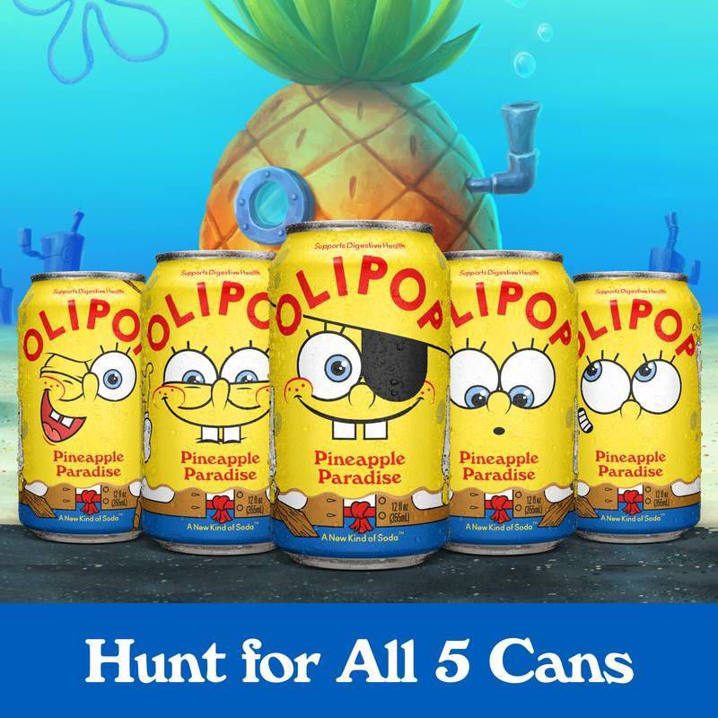 slide 8 of 9, OLIPOP Spongebob Pineapple Paradise Soda - 4pk/12 fl oz Cans, 4 ct; 12 fl oz
