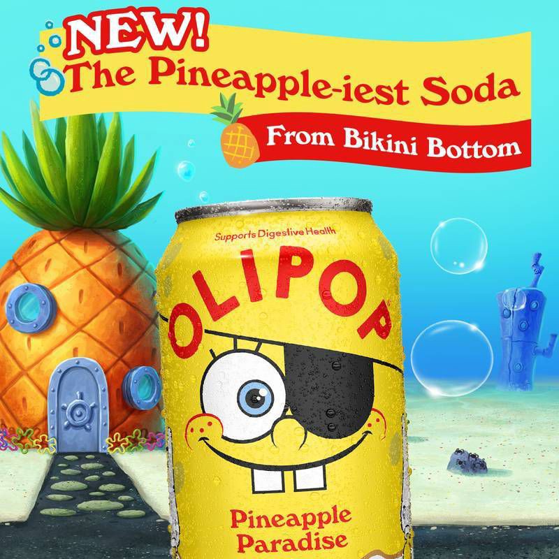 slide 9 of 9, OLIPOP Spongebob Pineapple Paradise Soda - 4pk/12 fl oz Cans, 4 ct; 12 fl oz