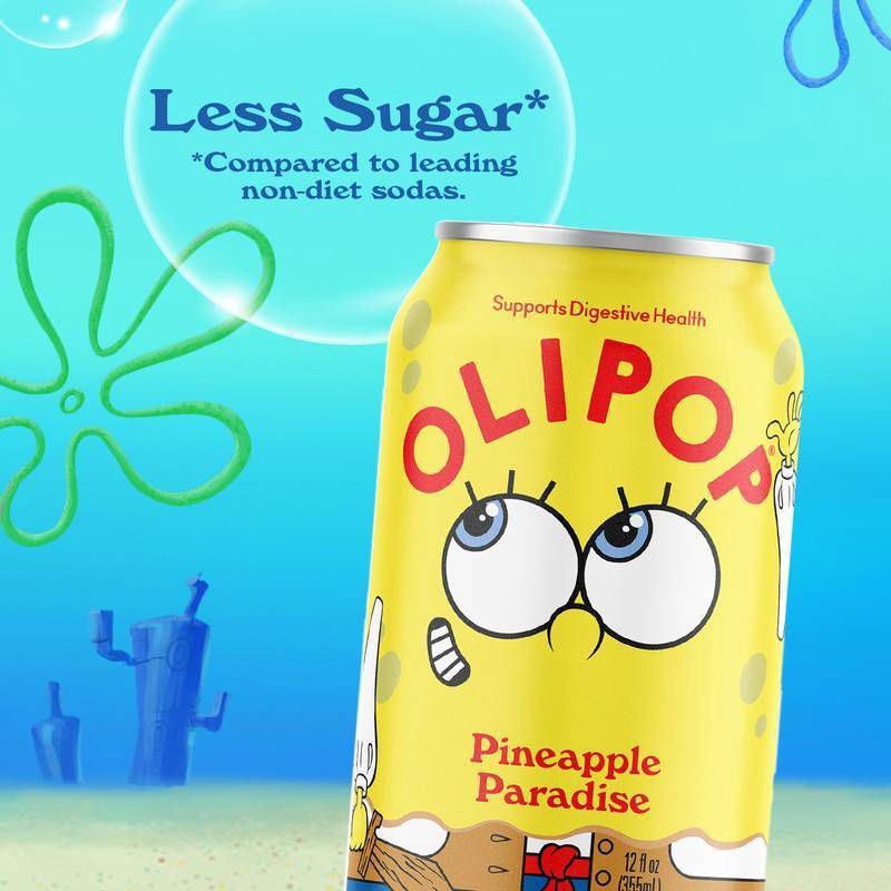 slide 7 of 9, OLIPOP Spongebob Pineapple Paradise Soda - 4pk/12 fl oz Cans, 4 ct; 12 fl oz