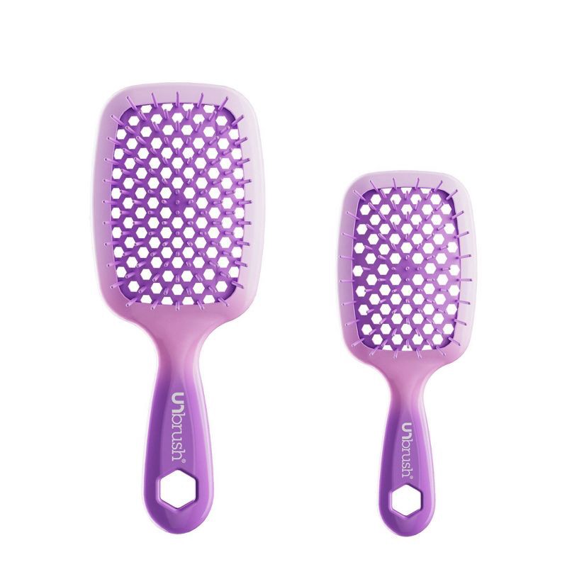 slide 2 of 5, UNbrush Holiday Ombre Purple Detangling Hair Brush Gift Set - 2pk, 2 ct