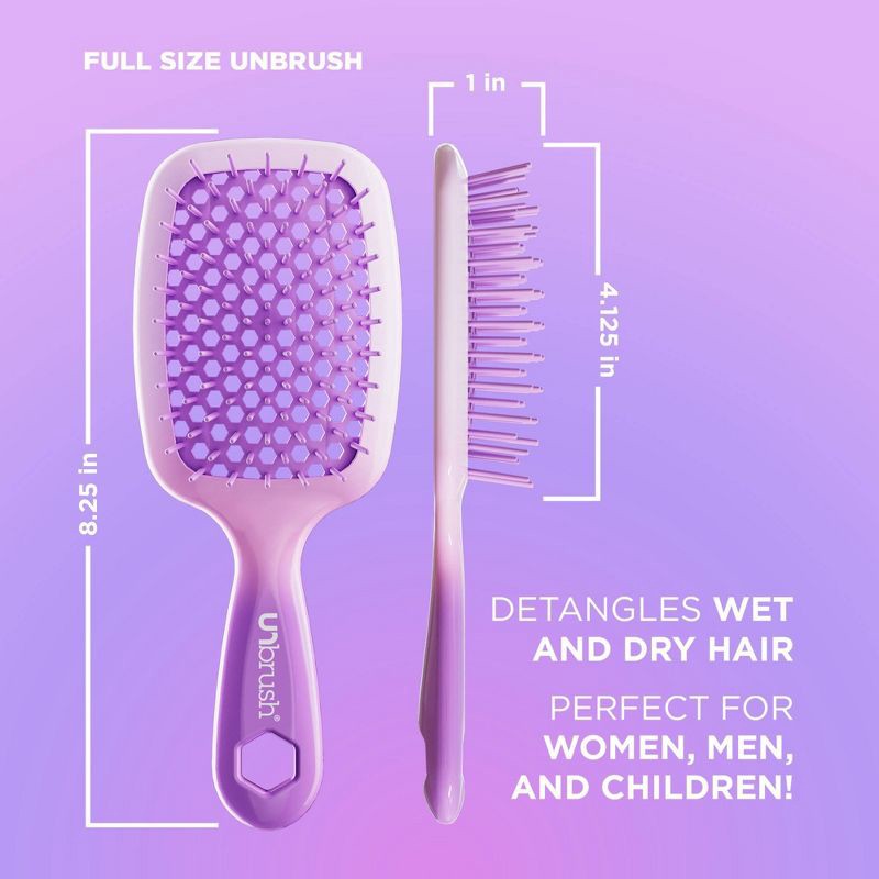 slide 4 of 5, UNbrush Holiday Ombre Purple Detangling Hair Brush Gift Set - 2pk, 2 ct