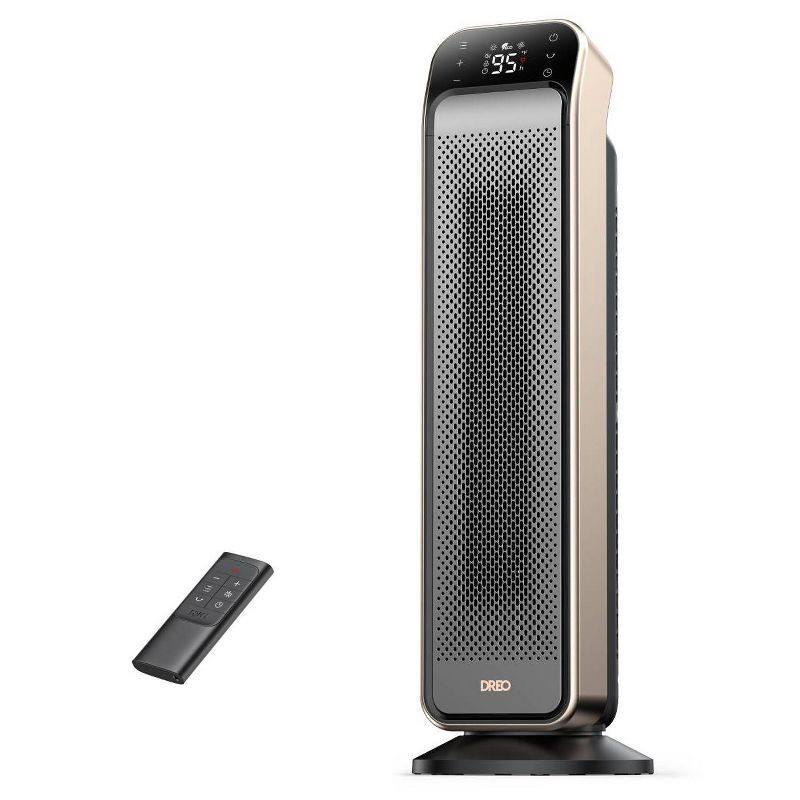 slide 2 of 8, DREO 1500W Solaris Max 25" Ceramic Space Heater Oscillating Fast Heat and Ultra-Quiet ECO Mode Remote, 1 ct