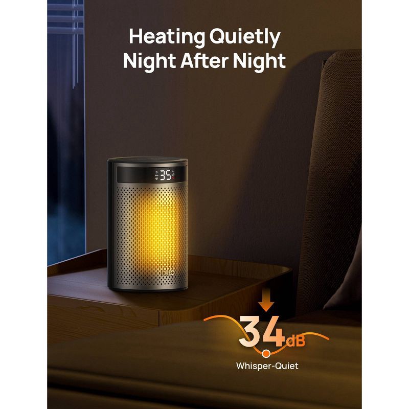 slide 4 of 8, DREO 1500W Atom 416 10" Whisper-Quiet Portable Ceramic Space Heater with Temp Control and ECO Mode Timer with Remote Non-oscillating, 1 ct