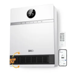 DREO 1500W Wall-Mounted Ceramic Heater Ultra-Quiet Smart Control and ECO Mode 30° Manual Oscillation with Alexa Compatible White
