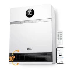 DREO 1500W Wall-Mounted Ceramic Heater Ultra-Quiet Smart Control and ECO Mode 30° Manual Oscillation with Alexa Compatible White