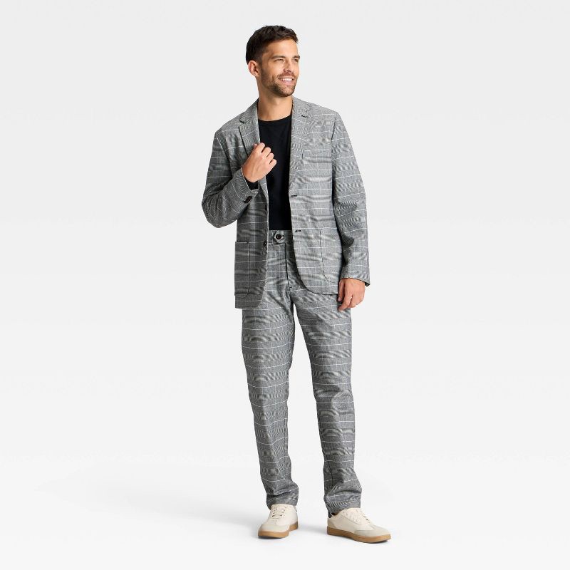 slide 3 of 3, Houston White Men's Houndstooth Glen Plaid Blazer - Black M, 1 ct
