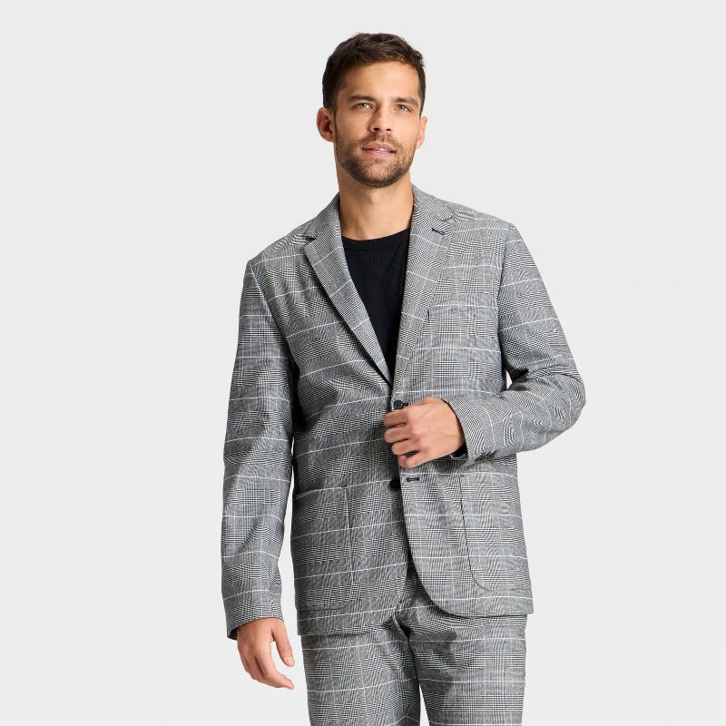 slide 1 of 3, Houston White Men's Houndstooth Glen Plaid Blazer - Black M, 1 ct