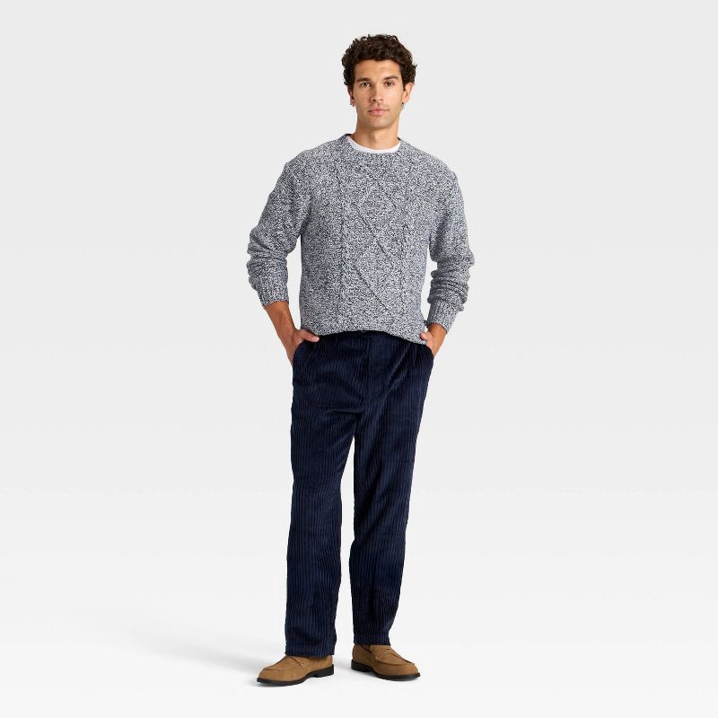 slide 3 of 3, Houston White Men's Long Sleeve Crewneck Cableknit Pullover Sweater - Gray L, 1 ct