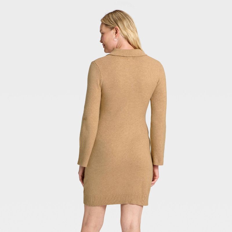 slide 2 of 3, Women's Long Sleeve Sweater Dress - A New Day™ Light Heather Brown M, 1 ct