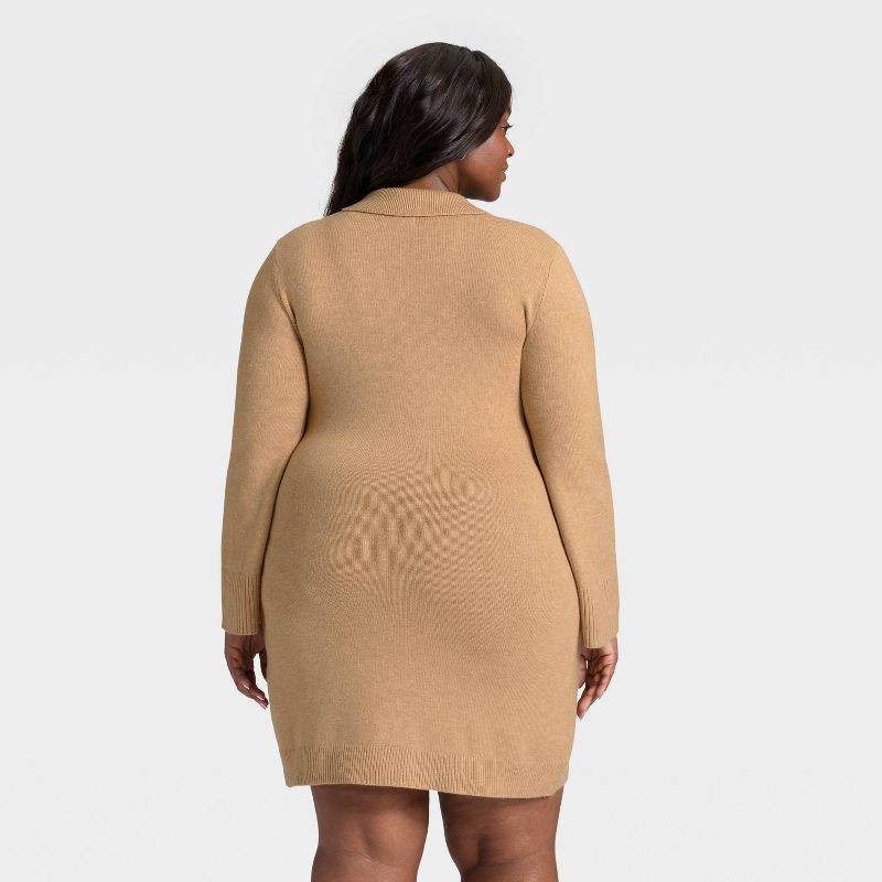 slide 2 of 3, Women's Long Sleeve Sweater Dress - A New Day™ Light Heather Brown XXL, 1 ct