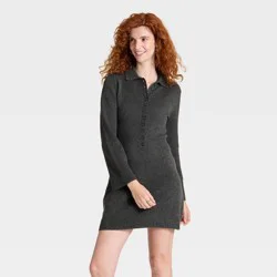 Women's Long Sleeve Sweater Dress - A New Day™ Dark Heather Gray XS