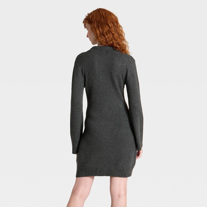slide 2 of 3, Women's Long Sleeve Sweater Dress - A New Day™ Dark Heather Gray L, 1 ct