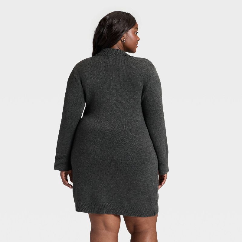 slide 2 of 3, Women's Long Sleeve Sweater Dress - A New Day™ Dark Heather Gray XXL, 1 ct