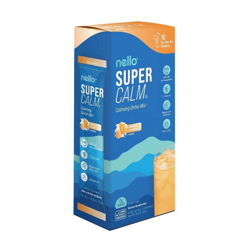 slide 3 of 3, Nello Supercalm Calming Drink Mix Supplement Powder - Orange Creamsicle - 10ct, 10 ct