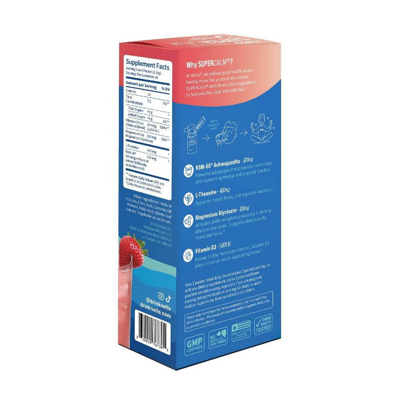 slide 2 of 3, Nello Supercalm Calming Drink Mix Supplement Powder - Strawberries & Cream - 1.5oz/10ct, 1.5 oz, 10 ct