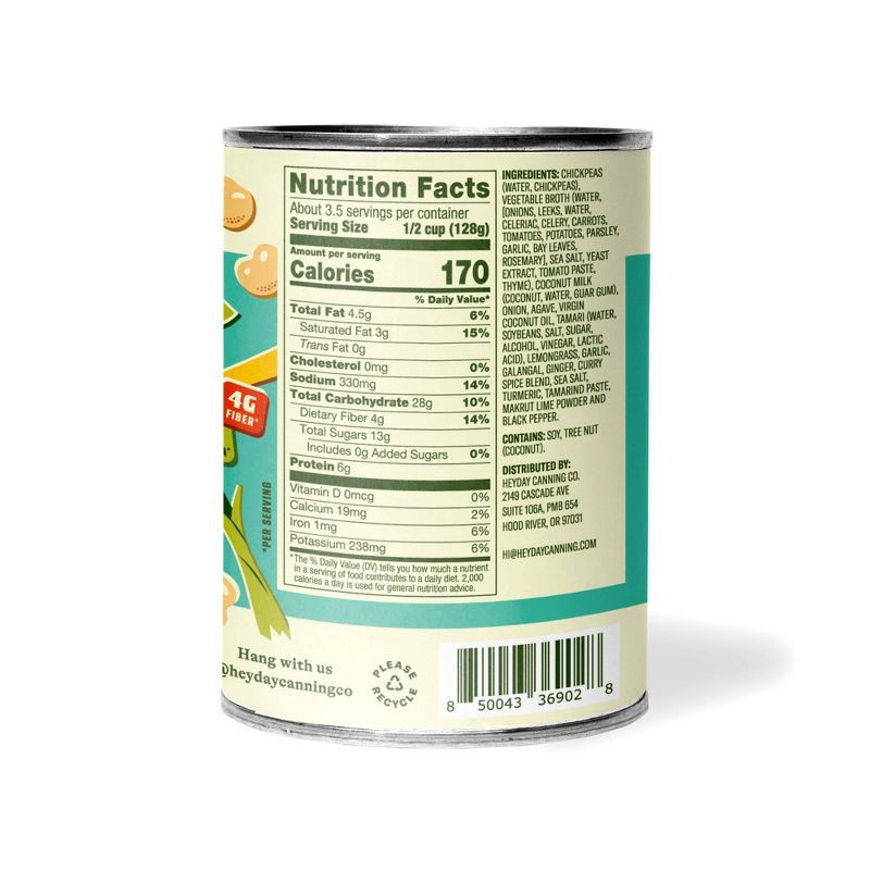 slide 3 of 4, Heyday Canning Co Saucy Coconut Curry Chickpeas - 15oz, 15 oz