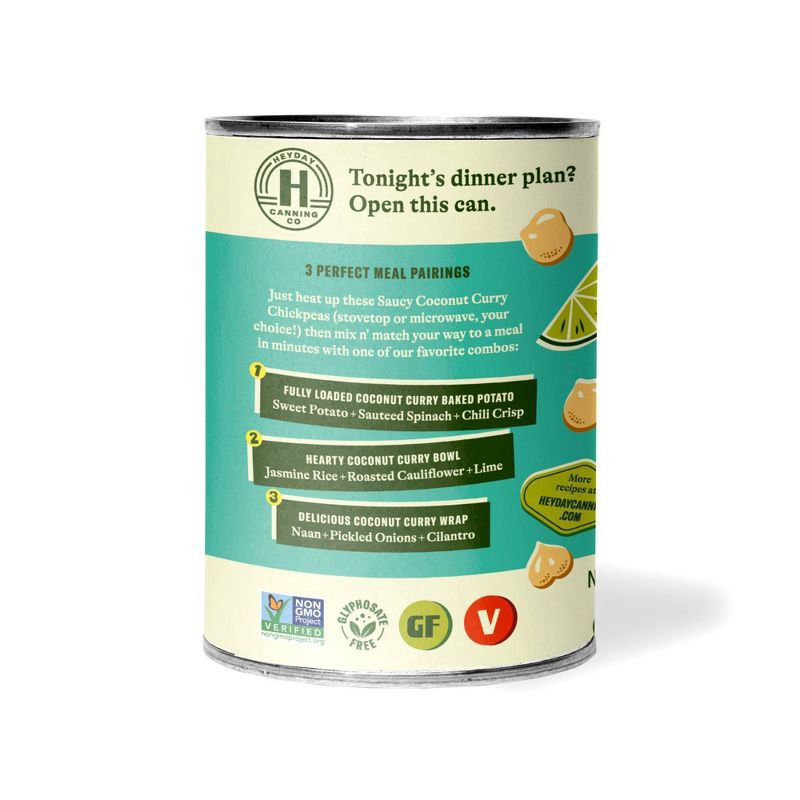 slide 2 of 4, Heyday Canning Co Saucy Coconut Curry Chickpeas - 15oz, 15 oz