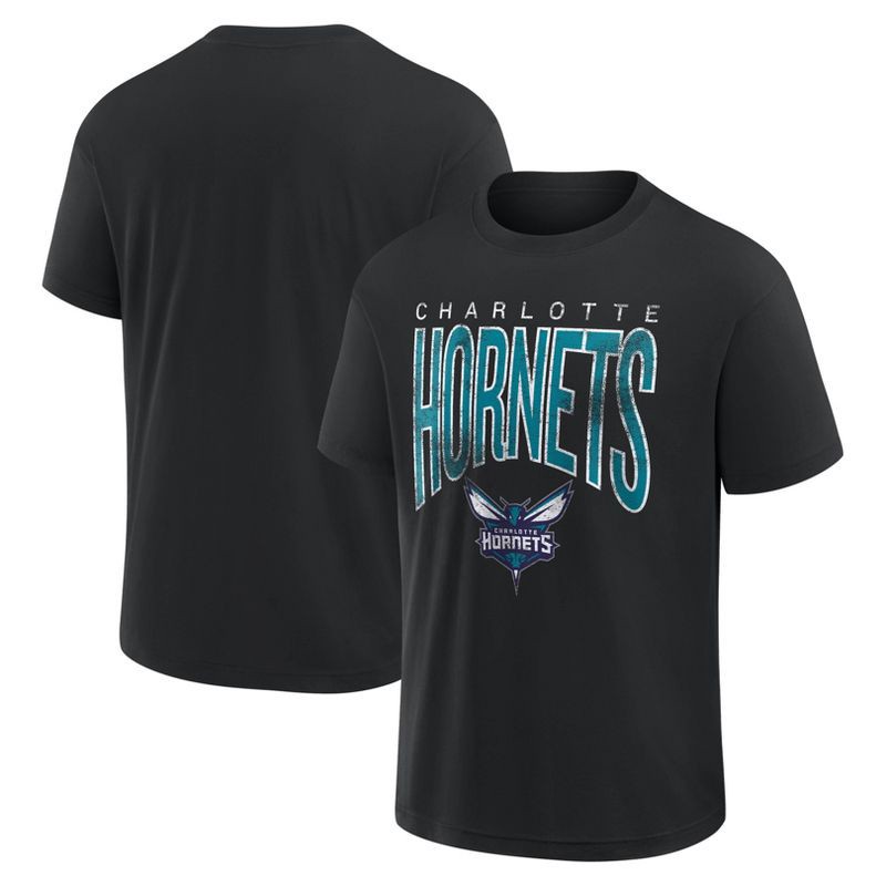 slide 3 of 3, NBA Charlotte Hornets Men's Black Short Sleeve T-Shirt - XL, 1 ct