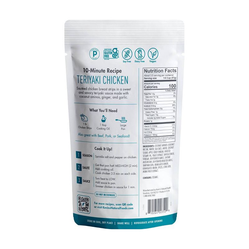 slide 2 of 3, Kevin's Natural Foods Teriyaki Sauce - 7oz, 7 oz