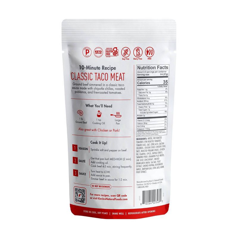 slide 2 of 4, Kevin's Natural Foods Classic Taco Sauce - 7oz, 7 oz