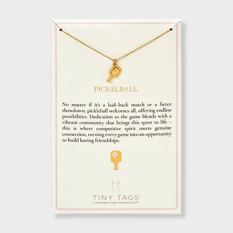 slide 3 of 10, Tiny Tags 14K Gold Ion Plated Pickle Ball Necklace, 1 ct