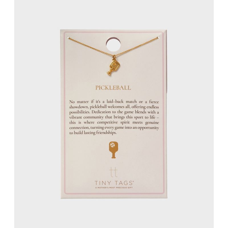 slide 6 of 10, Tiny Tags 14K Gold Ion Plated Pickle Ball Necklace, 1 ct