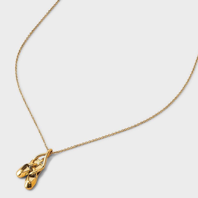 slide 4 of 11, Tiny Tags 14K Gold Ion Plated Dance Slipper Necklace, 1 ct