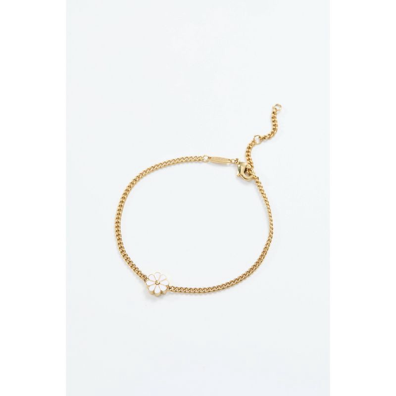 slide 5 of 8, Tiny Tags 14K Gold Ion Plated White Enamel Daisy Bracelet, 1 ct