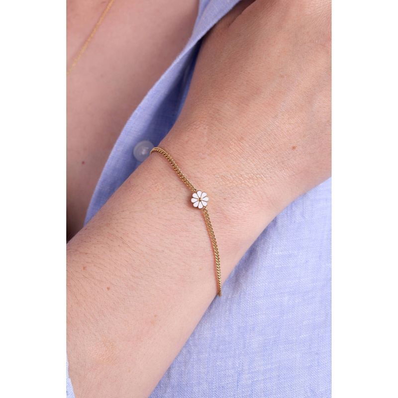 slide 6 of 8, Tiny Tags 14K Gold Ion Plated White Enamel Daisy Bracelet, 1 ct