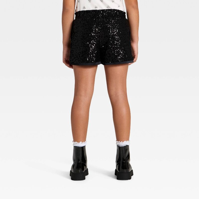 slide 2 of 3, Girls' Pull-On Sequin Shorts - Cat & Jack™ Black L, 1 ct