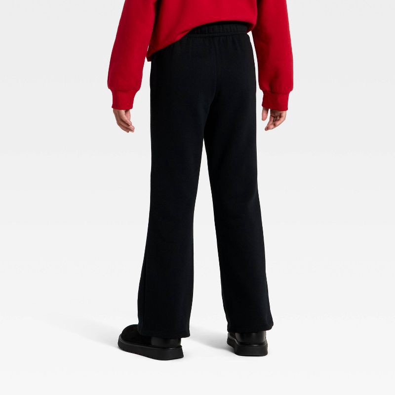 slide 3 of 3, Girls' Pull-On Heart Fleece Pants - Cat & Jack™ Black XL, 1 ct