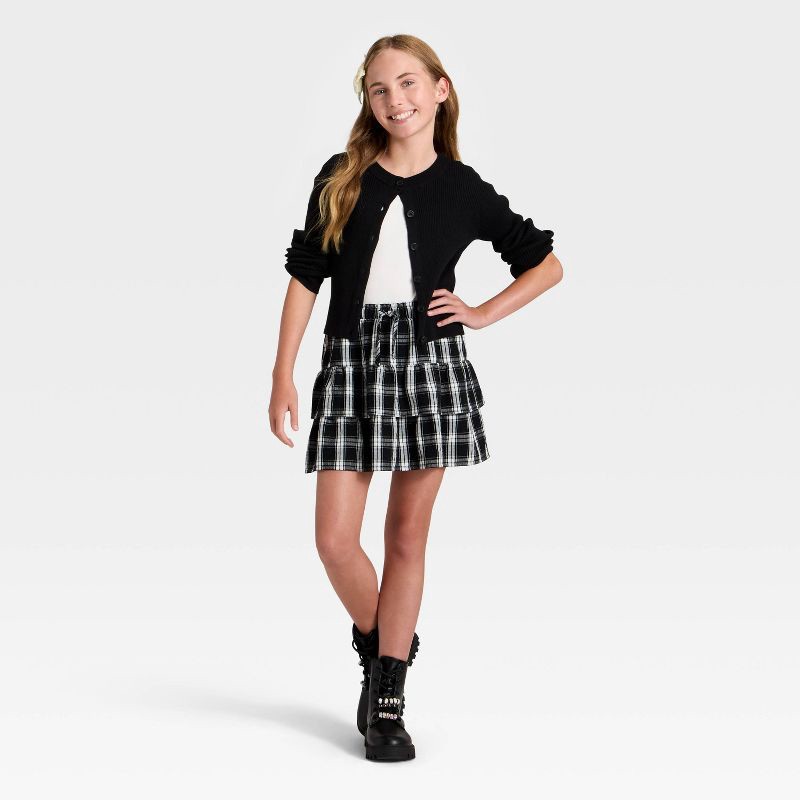 slide 3 of 3, Girls' Plaid Skirt - Cat & Jack™ Black/White L, 1 ct