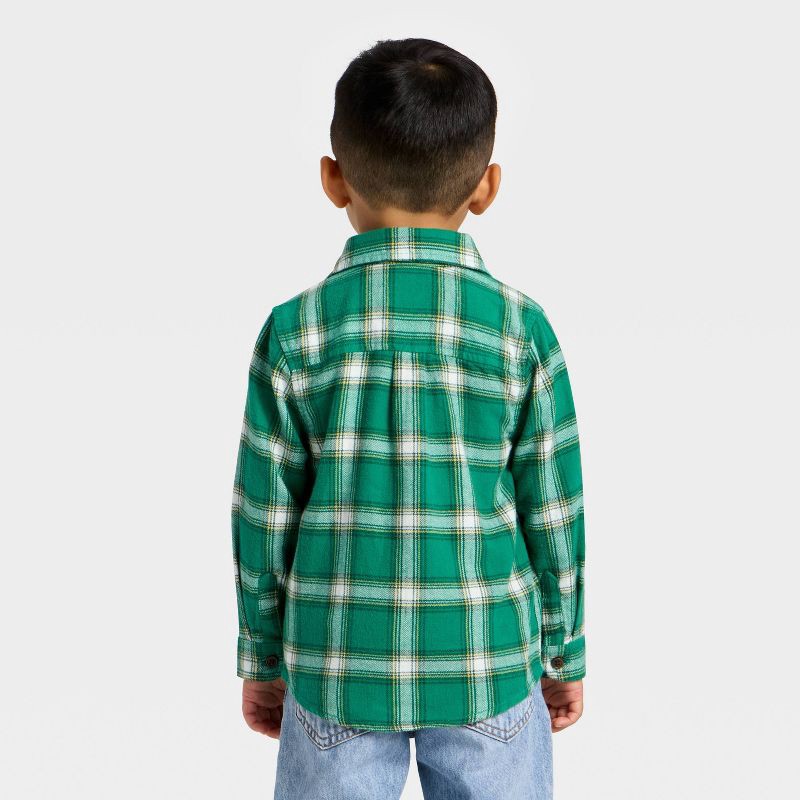 slide 2 of 3, Toddler Boys' Plaid Flannel Shirt - Cat & Jack™ Green 18M, 1 ct