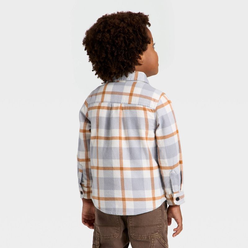 slide 2 of 3, Toddler Boys' Plaid Flannel Shirt - Cat & Jack™ Gray 12M, 1 ct