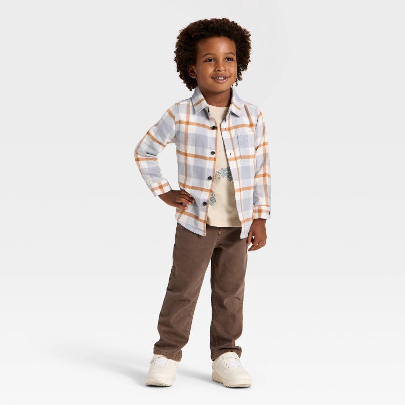 slide 3 of 3, Toddler Boys' Plaid Flannel Shirt - Cat & Jack™ Gray 12M, 1 ct