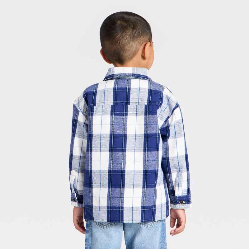 slide 2 of 3, Toddler Boys' Faux Shearling Plaid Shacket - Cat & Jack™ Blue 18M, 1 ct