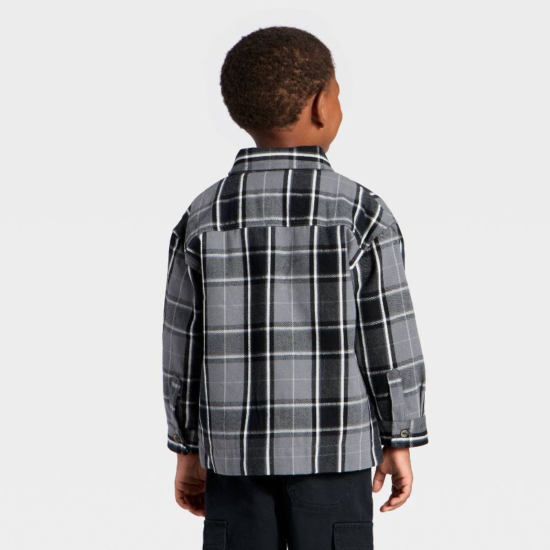 slide 3 of 3, Toddler Boys' Faux Shearling Plaid Shacket - Cat & Jack™ Gray 5T, 1 ct