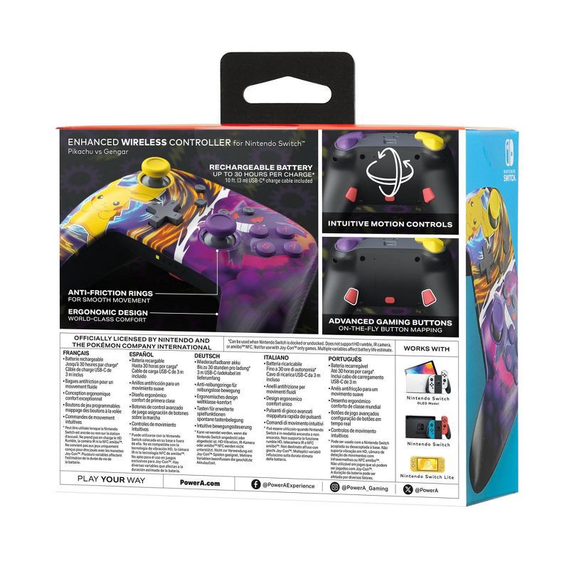 slide 10 of 10, PowerA Pikachu vs Gengar Enhanced Wireless Controller - Nintendo Switch: USB & Bluetooth, 1 ct