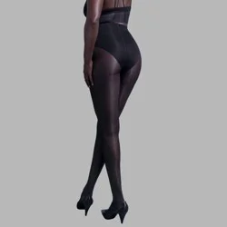 L'eggs Women's 15 Denier Bare Contour Luminous Skin High Cut Tights - Black L