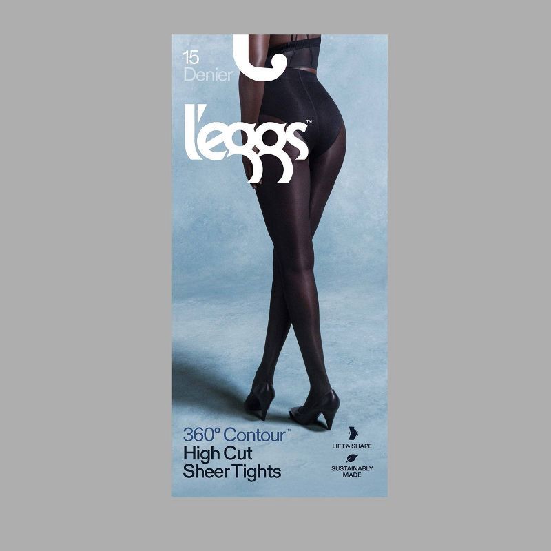 slide 2 of 5, L'eggs Women's 360 Contour High Cut Sheer Tights - Black 2X, 1 ct