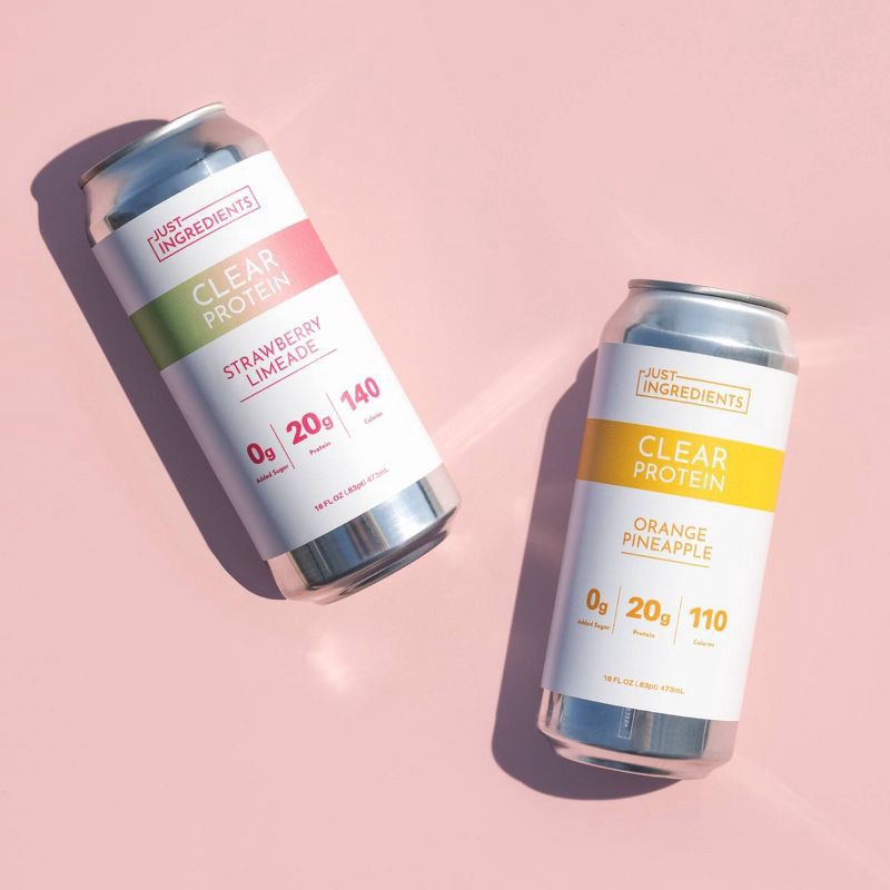 slide 2 of 5, Just Ingredients Orange Pineapple Flavored Clear Protein - 16 fl oz Can, 16 fl oz