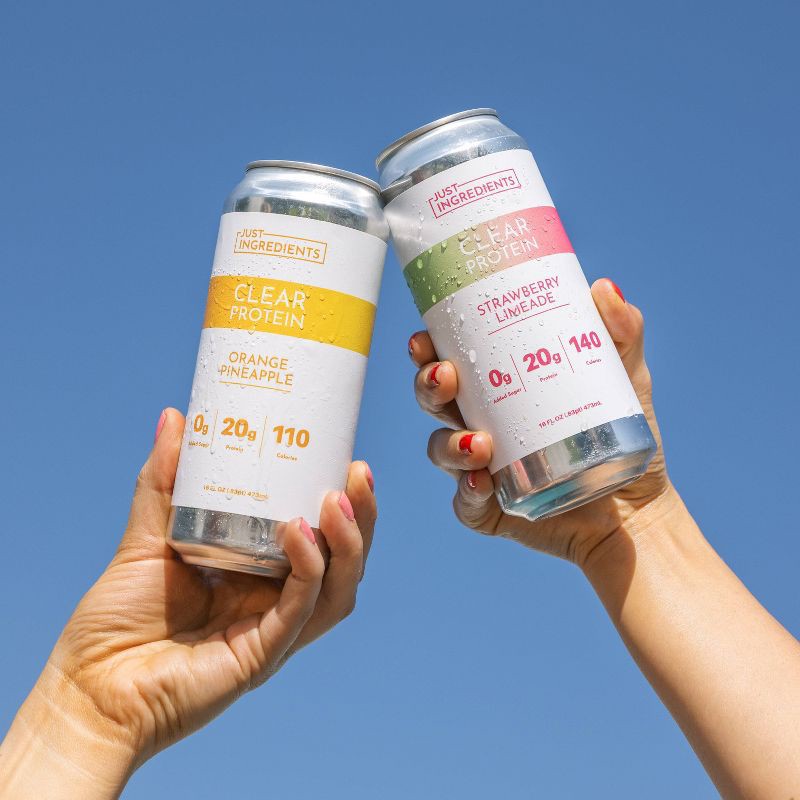 slide 5 of 5, Just Ingredients Strawberry Limeade Flavored Clear Protein - 16 fl oz Can, 16 fl oz