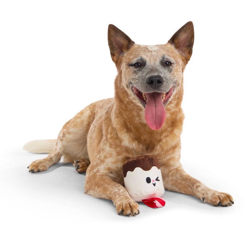 slide 4 of 4, BARK Howly Jowly Holidays Marshmallow Stocking Stuffer Food Shaped Plush Dog Toy, 1 ct