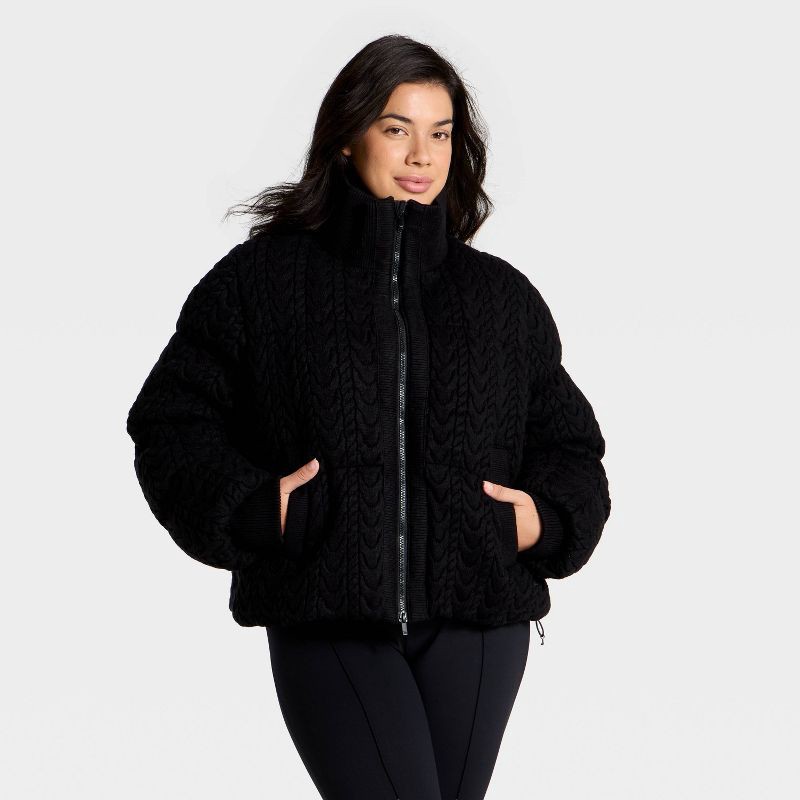 slide 4 of 5, Women's Puffer Jacket - All In Motion™ Black L, 1 ct